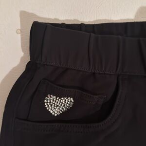 Quacker Factory DreamJeannes Bermuda Shorts with Rhinestone Trim Black Sz Small